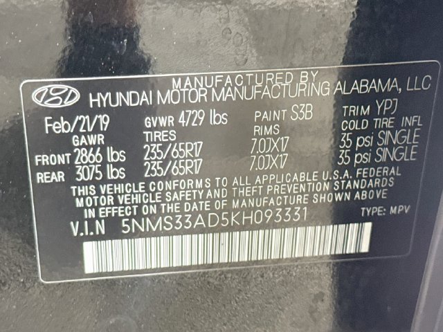 Used 2019 Twilight Black Hyundai SEL image 36