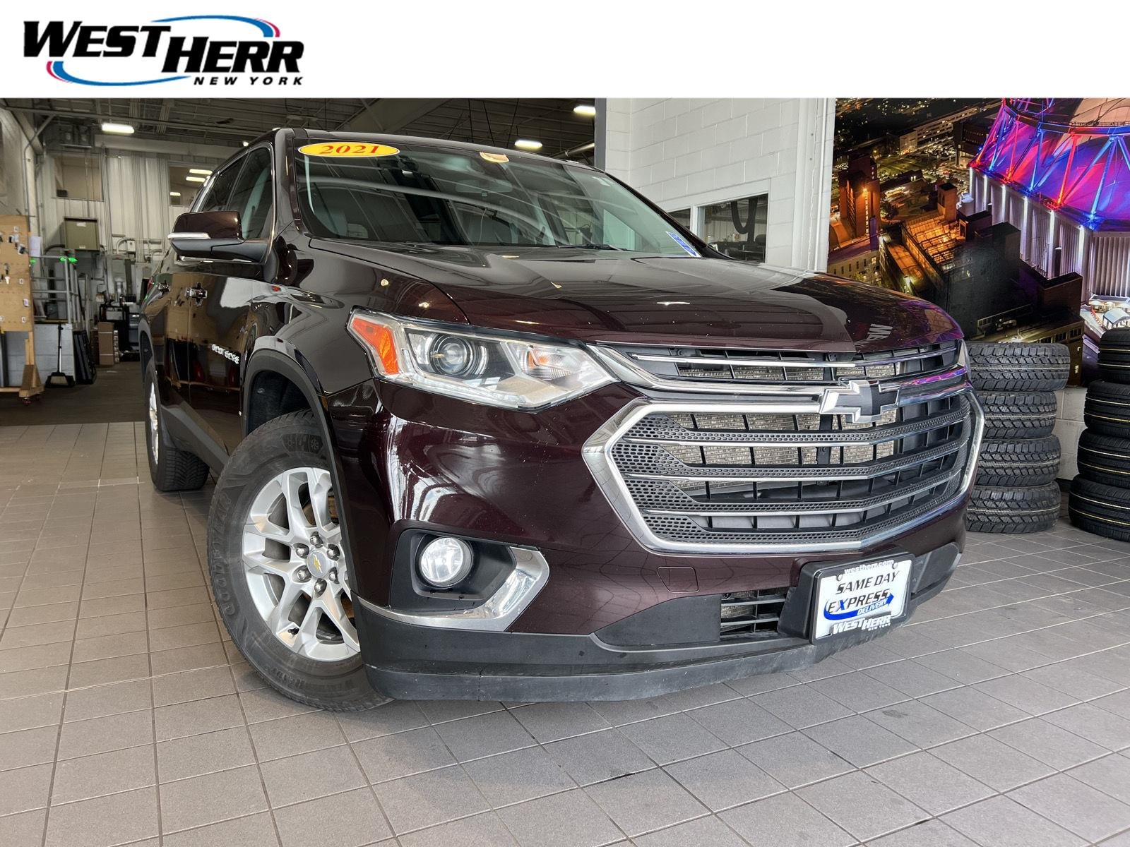 Used 2021 Black Cherry Metallic Chevrolet LT Leather image 1