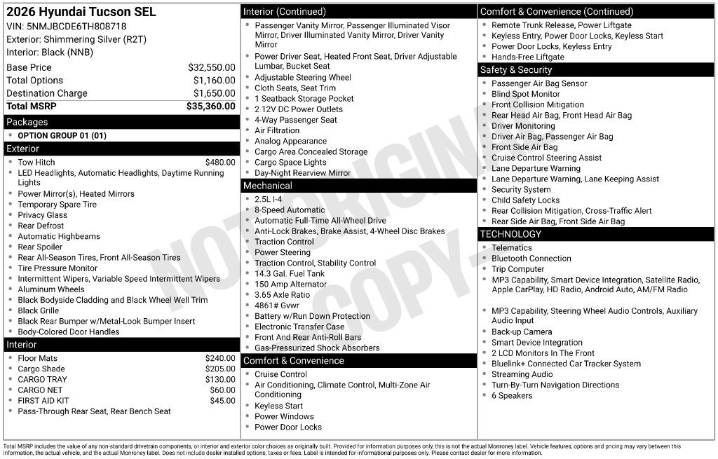 New 2026 Silver Hyundai SEL image 4