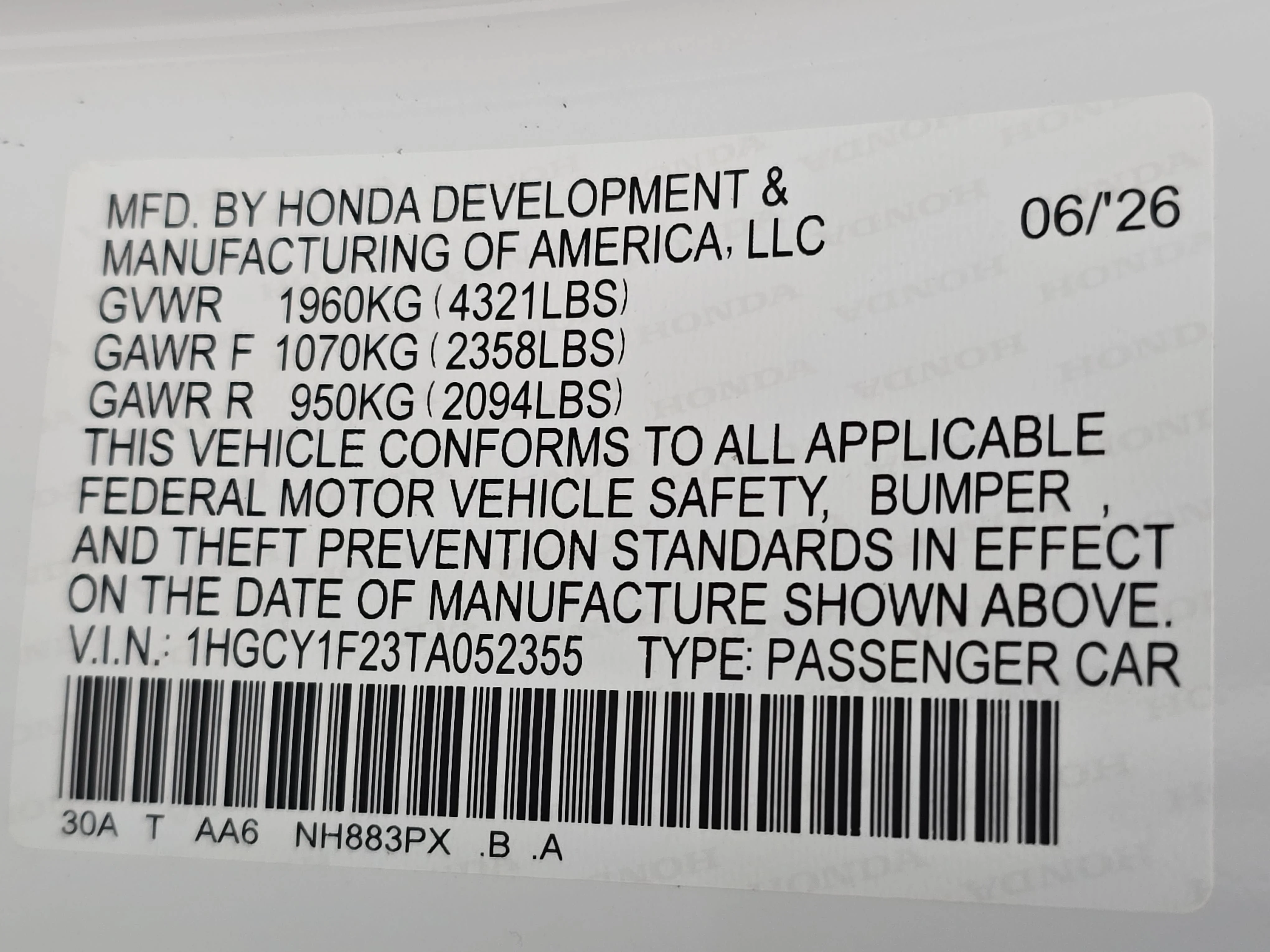 New 2026 Platinum White Pearl Honda LX image 33