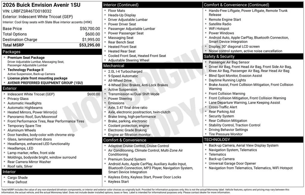New 2026 Iridescent White Tricoat Buick Avenir image 5