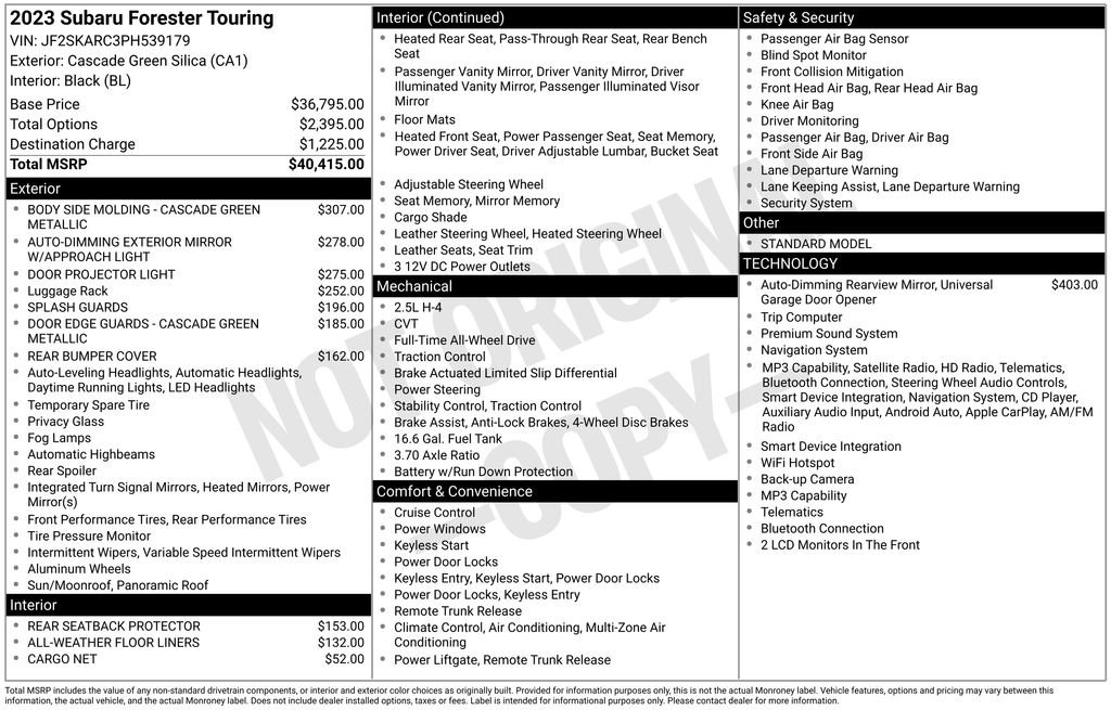 Used 2023 Green Subaru Touring image 2