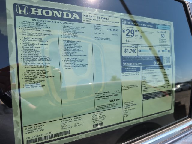 New 2026 Meteorite Gray Metallic Honda LX image 31