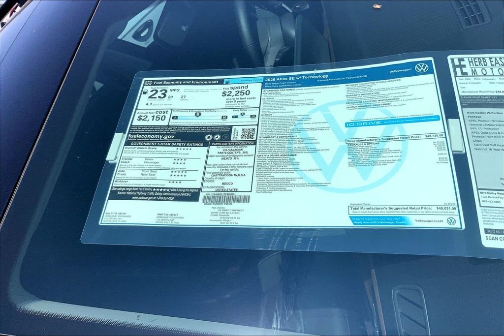 New 2026 Deep Black Pearl Volkswagen 2.0T SE w/Technology image 13