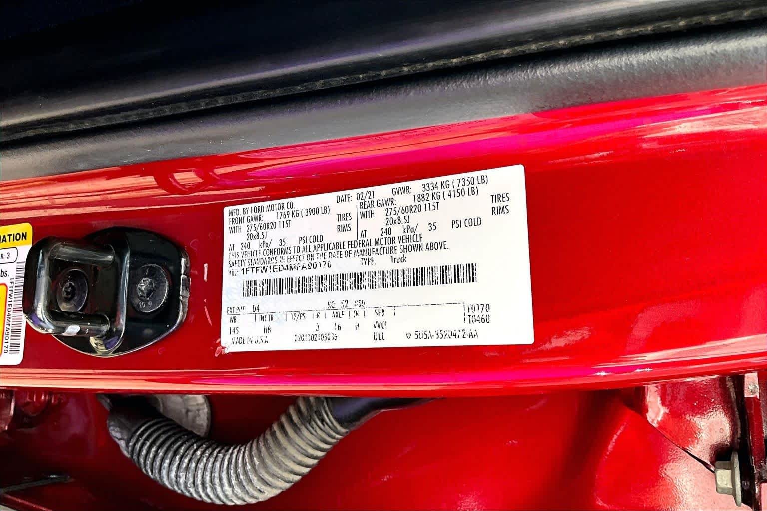 Certified Used 2021 Rapid Red Metallic Tinted Clearcoat Ford LARIAT image 34