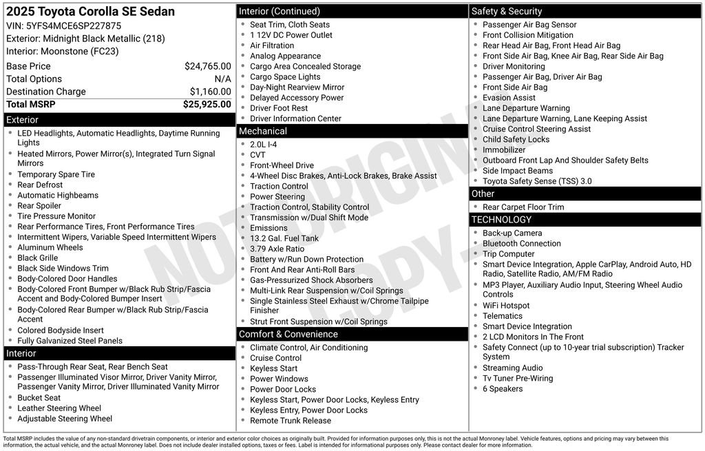 Used 2025 Black Toyota SE image 2