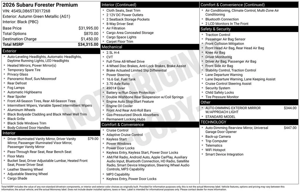 Certified Used 2026 Brown Subaru Premium image 5
