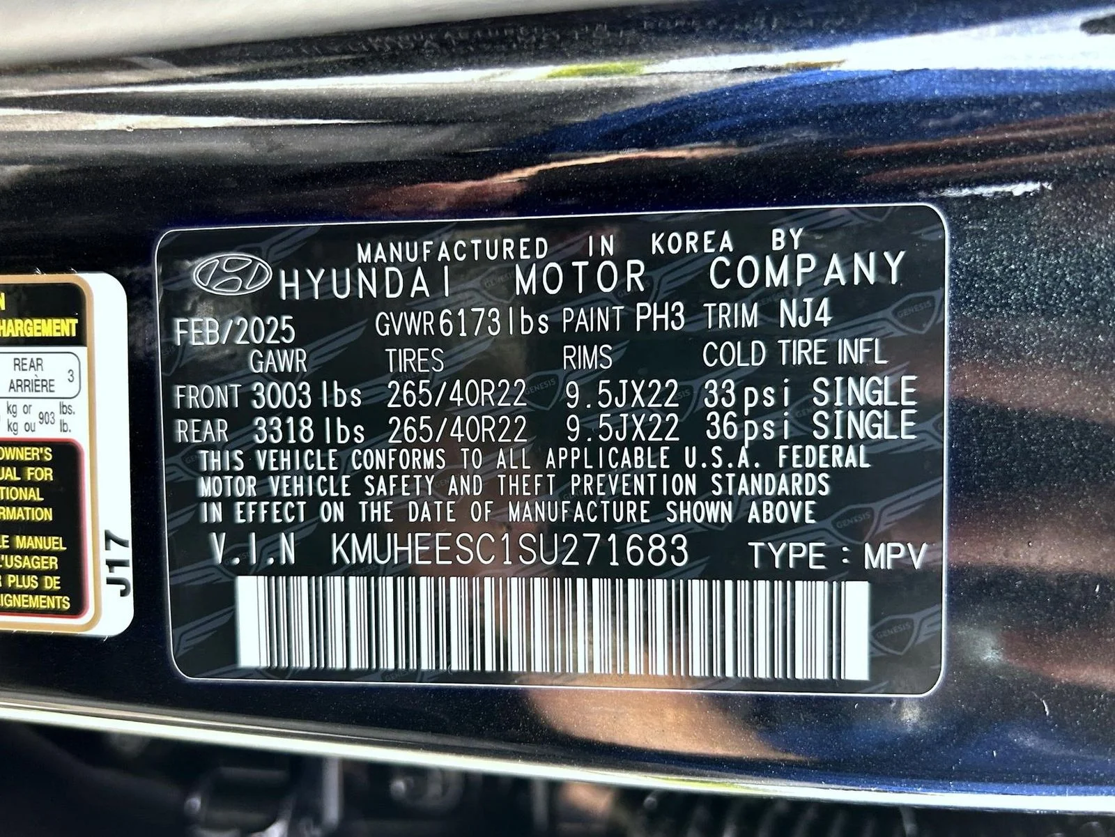Certified Used 2025 Black Genesis 3.5T Prestige image 25