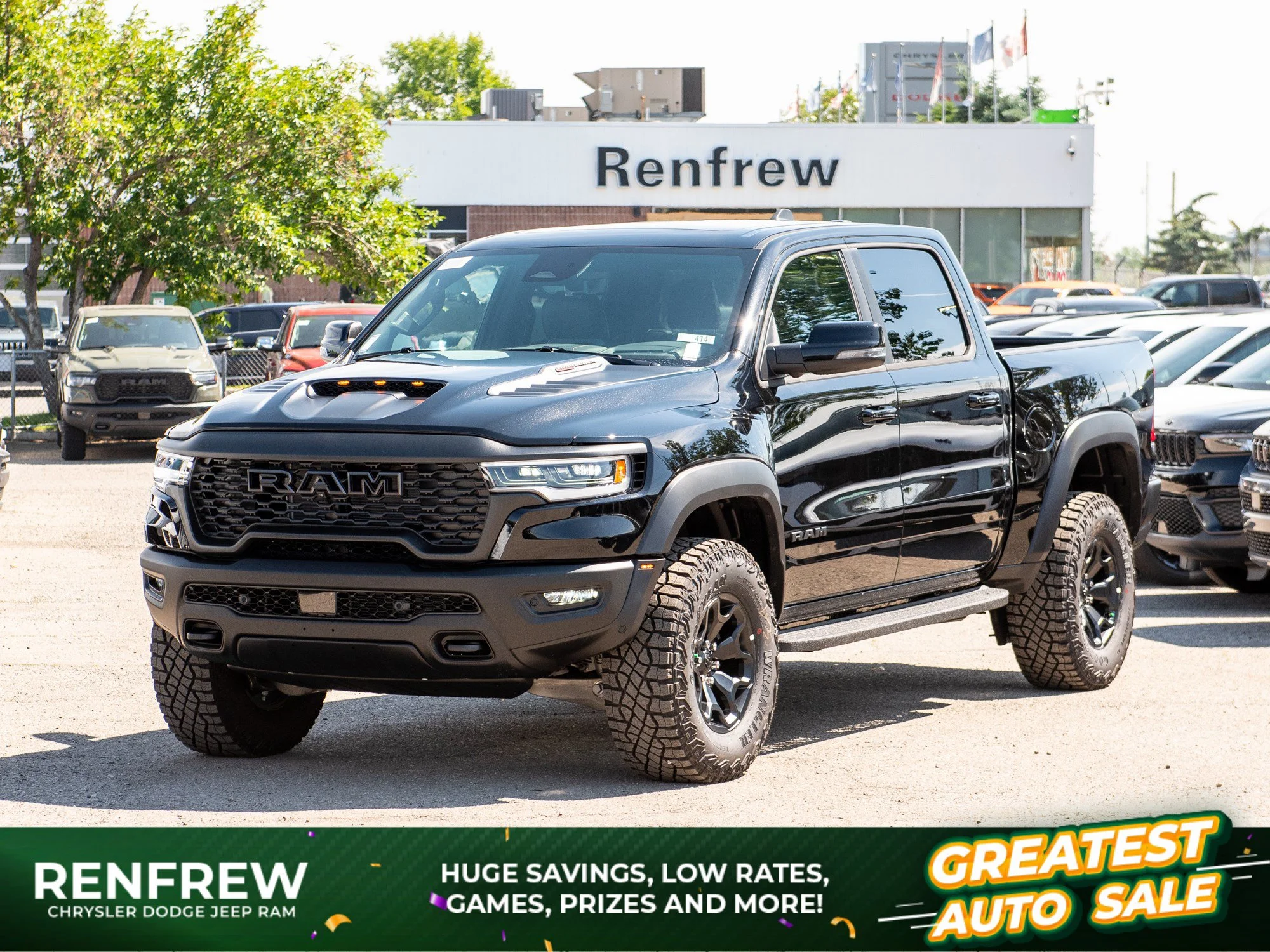 New 2026 Black RAM RHO* Crew Cab 4x4, 540 HP, Massage Seats, 35 Inch Tires, Head-Up Display image 1