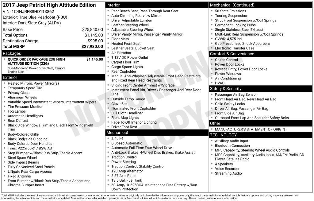 Certified 2017 Jeep Patriot High Altitude Edition with VIN 1C4NJRFB8HD113862 for sale in Brookfield, WI