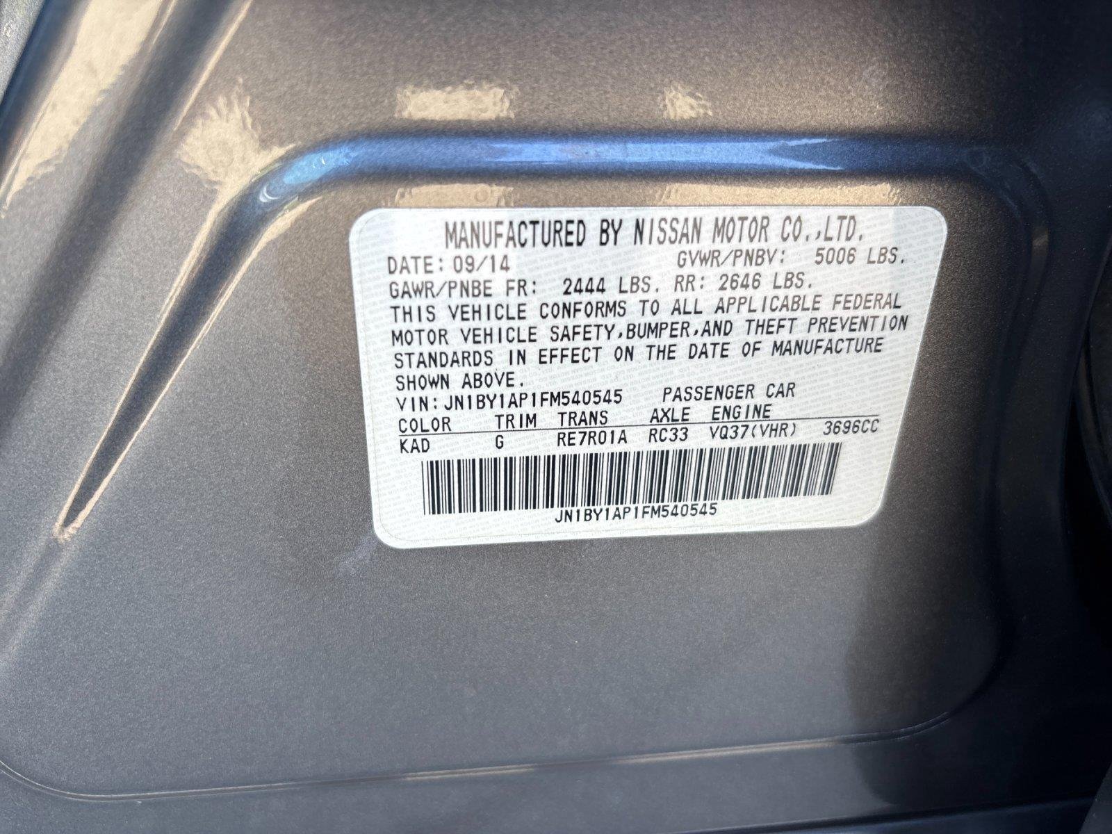 Used 2015 Graphite Shadow INFINITI 3.7 image 12