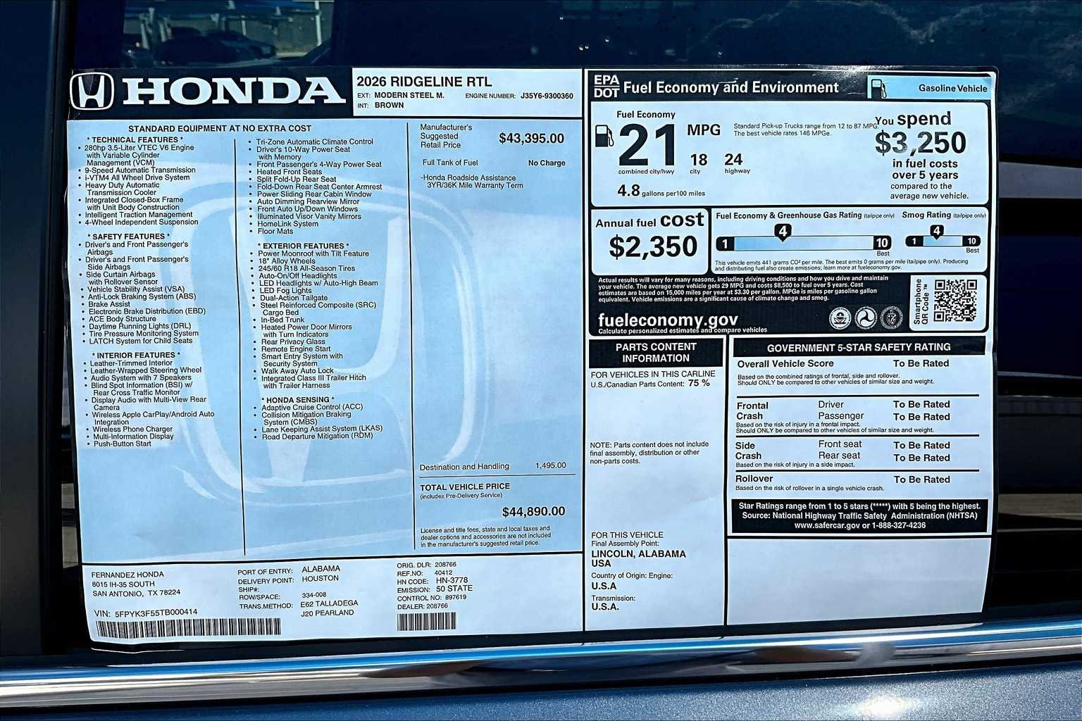 2026 Honda Ridgeline RTL - Photo 19