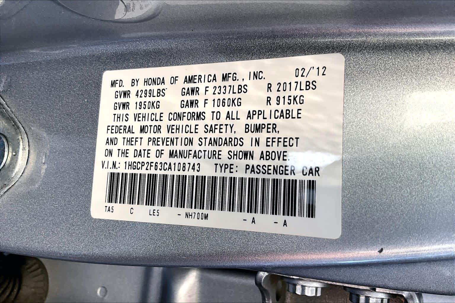 Used 2012 Alabaster Silver Metallic Honda SE image 30