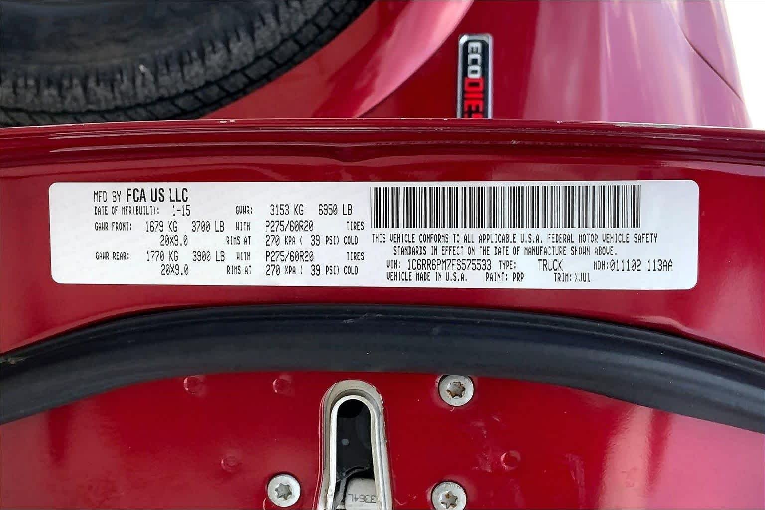 Used 2015 Deep Cherry Red Crystal Pearlcoat Ram Laramie Longhorn image 35