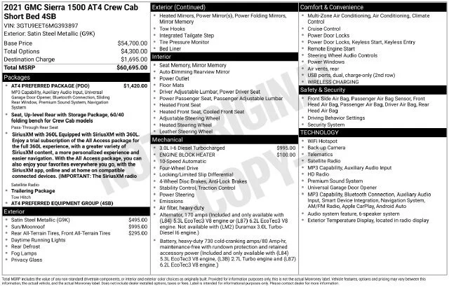 Used 2021 SATIN STEEL METALLIC GMC AT4 image 1