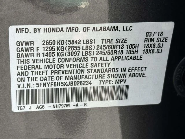 Certified Used 2018 Modern Steel Metallic Honda EX-L image 19
