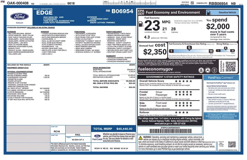 Used 2024 Gray Metallic Ford SEL image 2