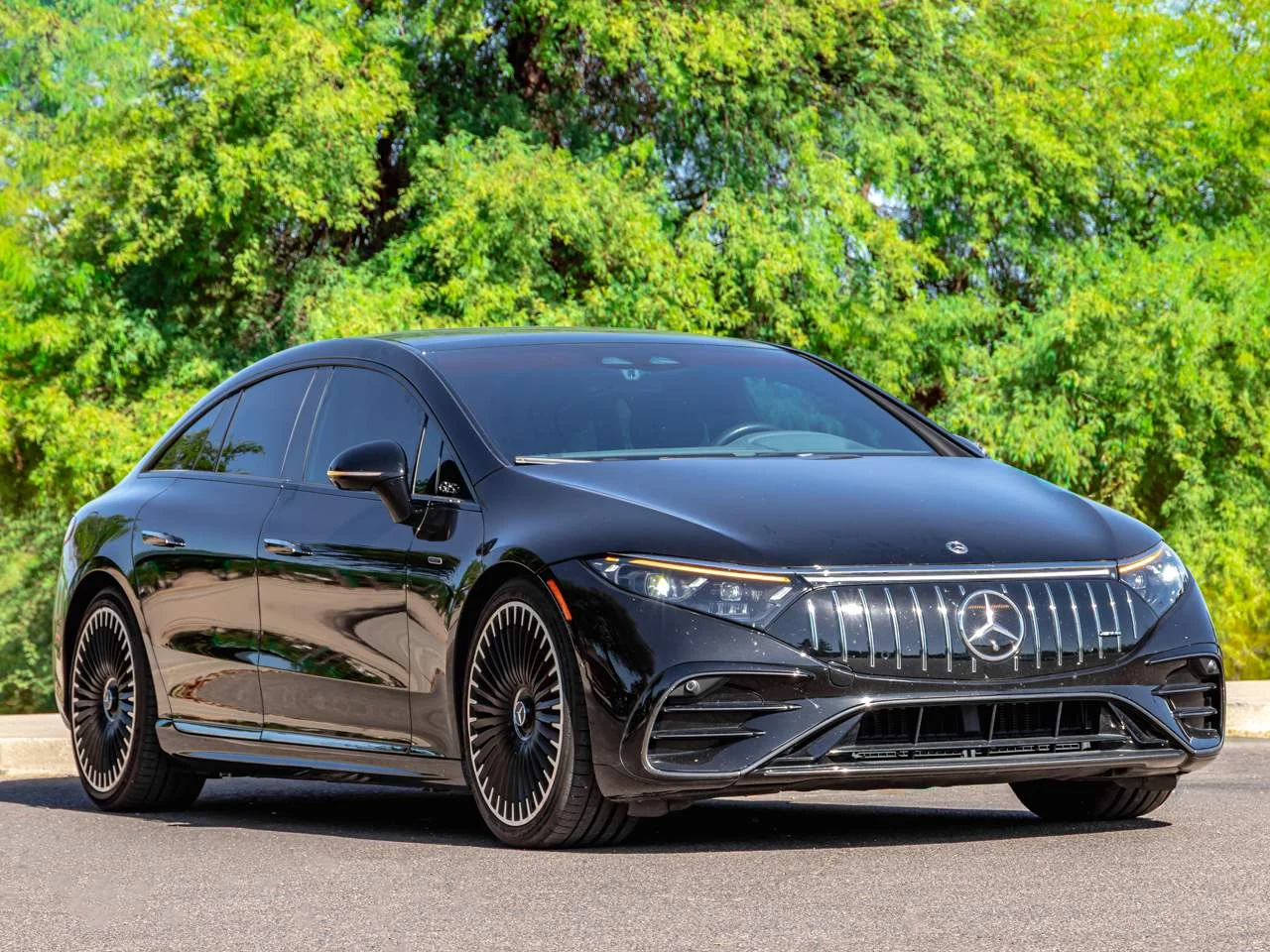Used 2022 Obsidian Black Metallic Mercedes-Benz AMG® EQS image 2