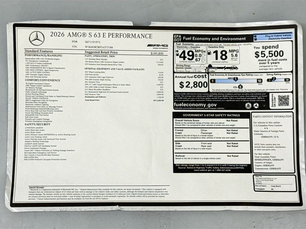 New 2026 Obsidian Black Metallic Mercedes-Benz S 63 E AMG® image 9