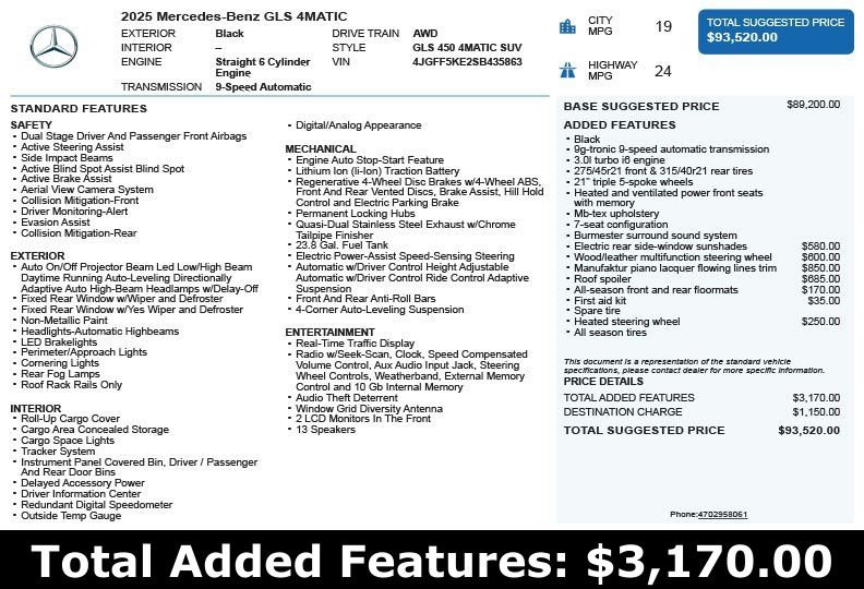 Used 2025 Black Mercedes-Benz GLS 450 image 3