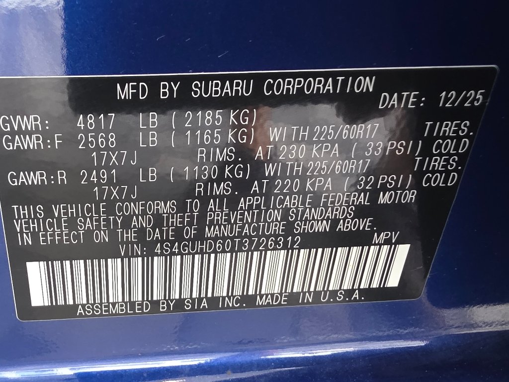 Used 2026 Sapphire Blue Pearl Subaru Premium image 34