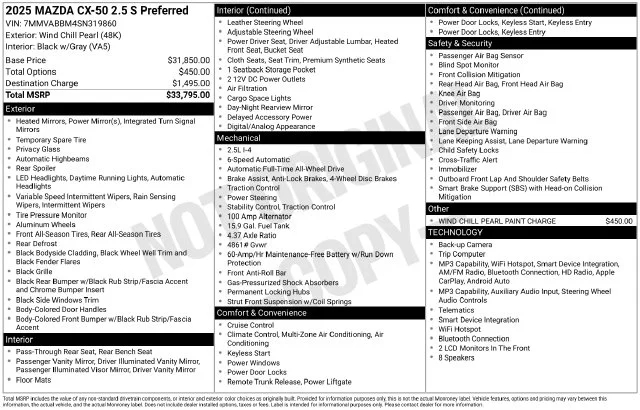 Used 2025 Wind Chill Pearl Mazda 2.5 S Preferred Package image 38
