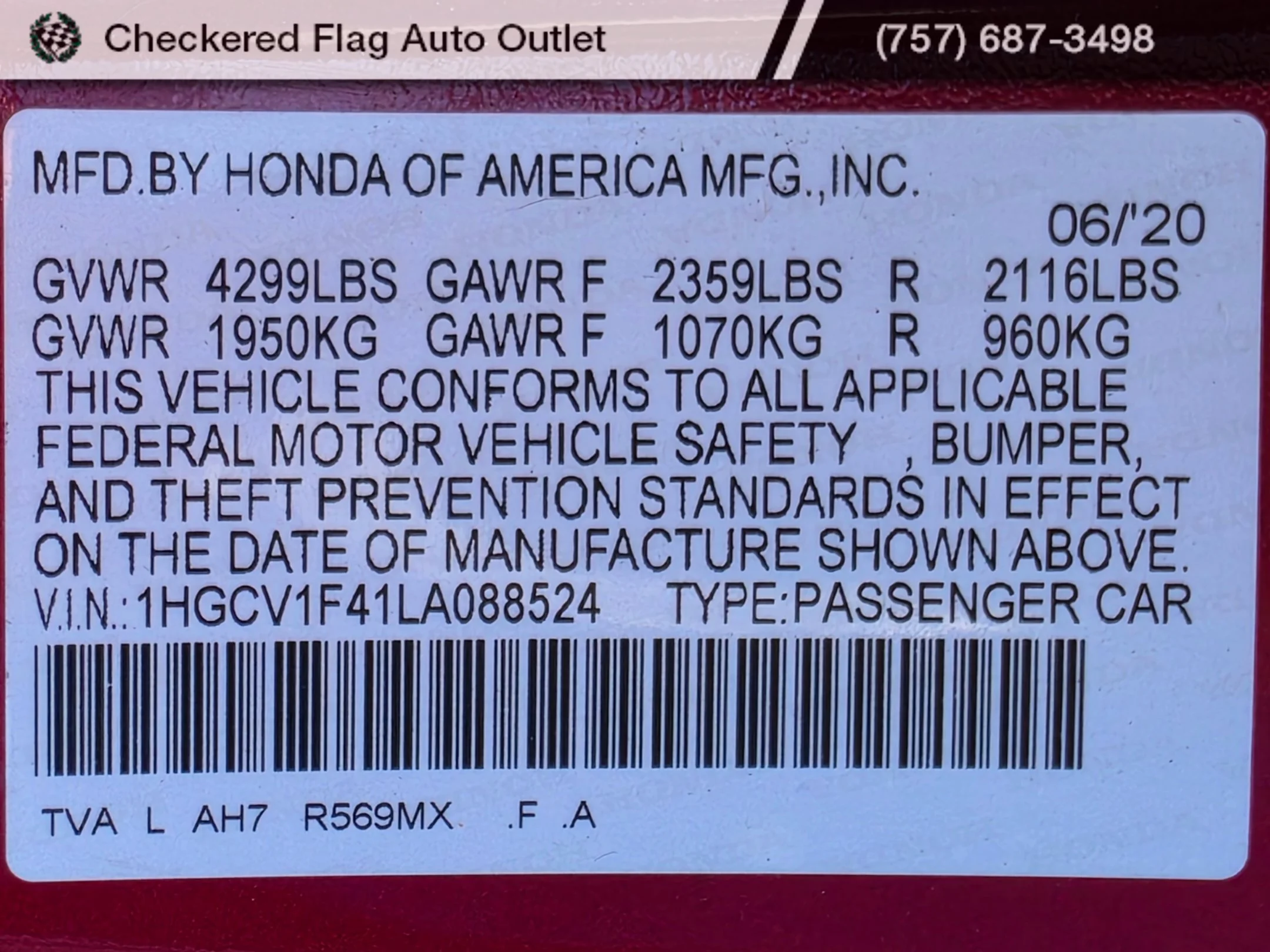 Used 2020 Radiant Red Metallic Honda EX image 20