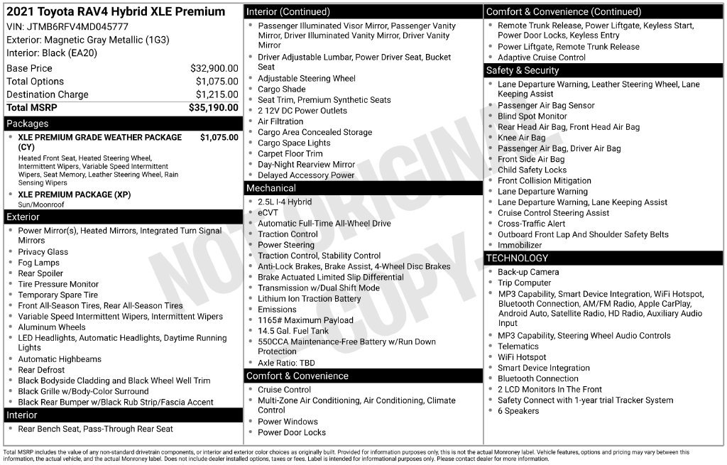 Used 2021 Magnetic Gray Metallic Toyota XLE Premium image 1