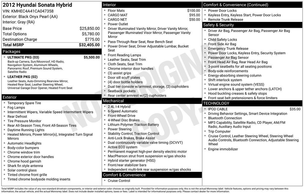 2012 Hyundai Sonata Hybrid Base - Photo 5