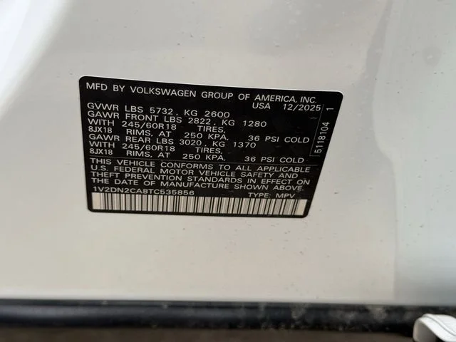 New 2026 White Volkswagen 2.0T SE image 23