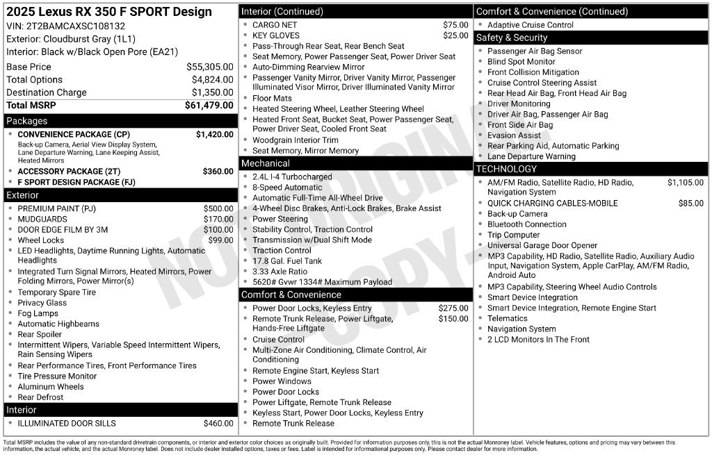 Used 2025 Gray Lexus 350 F SPORT Design image 8