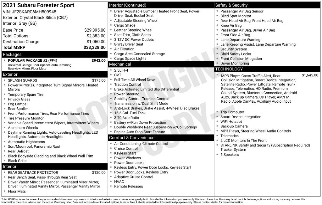 Used 2021 Black Subaru Sport image 4