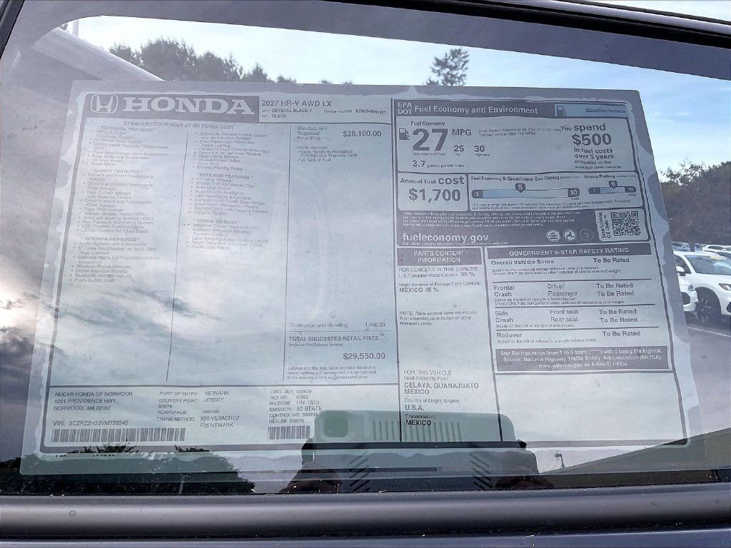 New 2027 Crystal Black Pearl Honda LX image 18