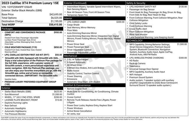 Used 2023 Stellar Black Metallic Cadillac Premium Luxury image 1