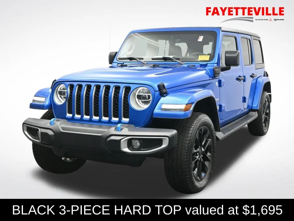 Used 2022 Blue Jeep Unlimited Sahara 4xe image 1