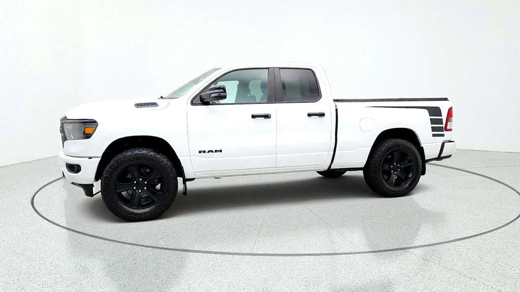 Used 2023 Bright White Clearcoat Ram Big Horn Quad Cab 4x4 Night Edition w/ HEMI V8 & Level 2 Group image 8