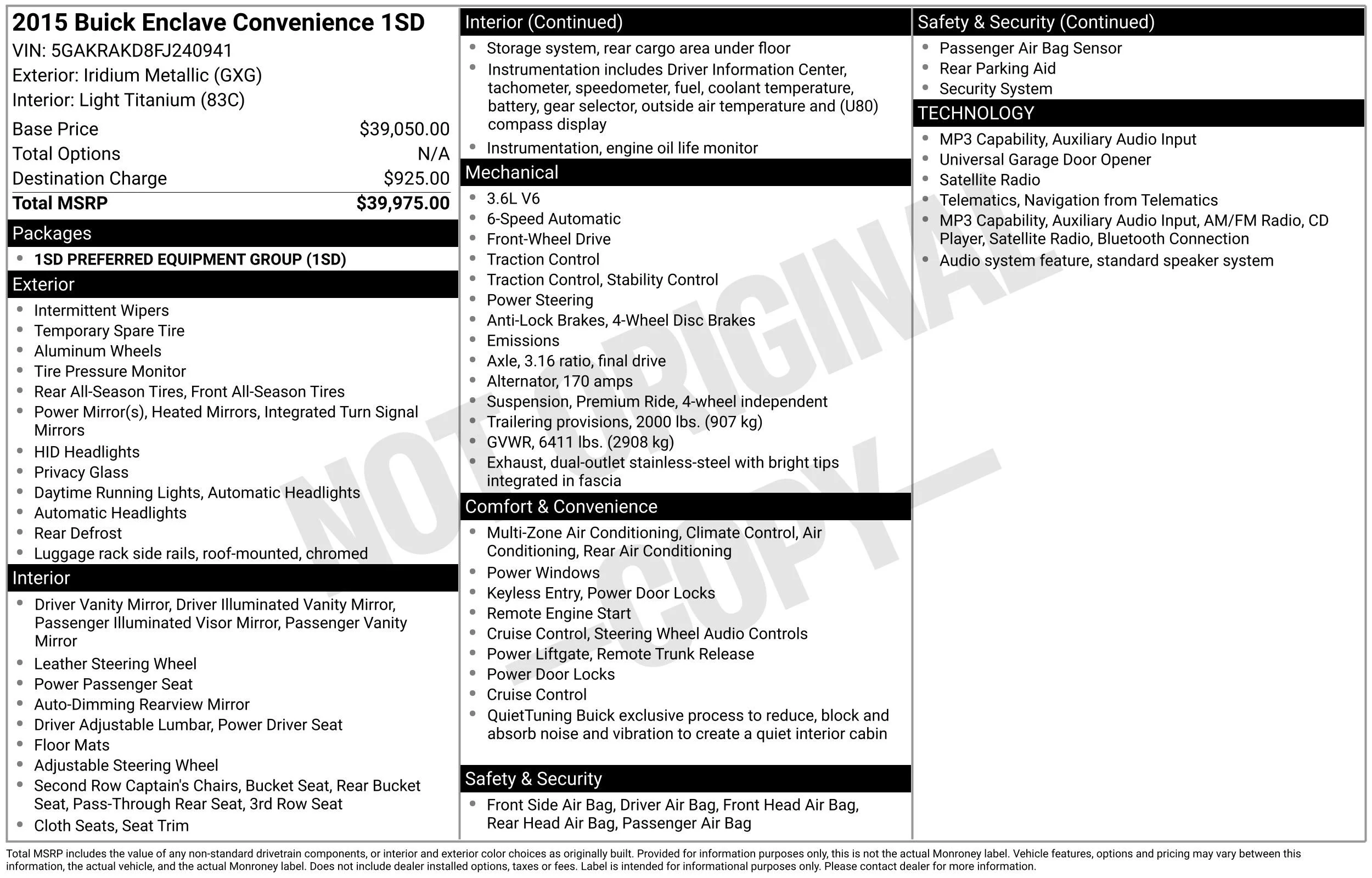 Used 2015 IRIDIUM METALLIC Buick Convenience image 44