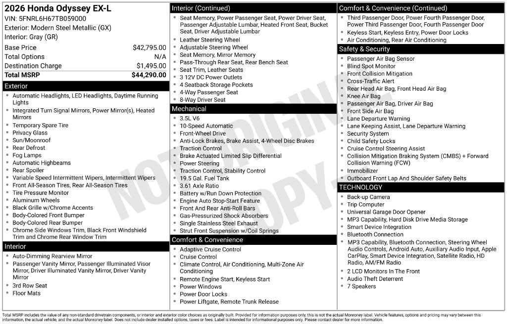 Certified Used 2026 Modern Steel Metallic Honda EX-L image 42
