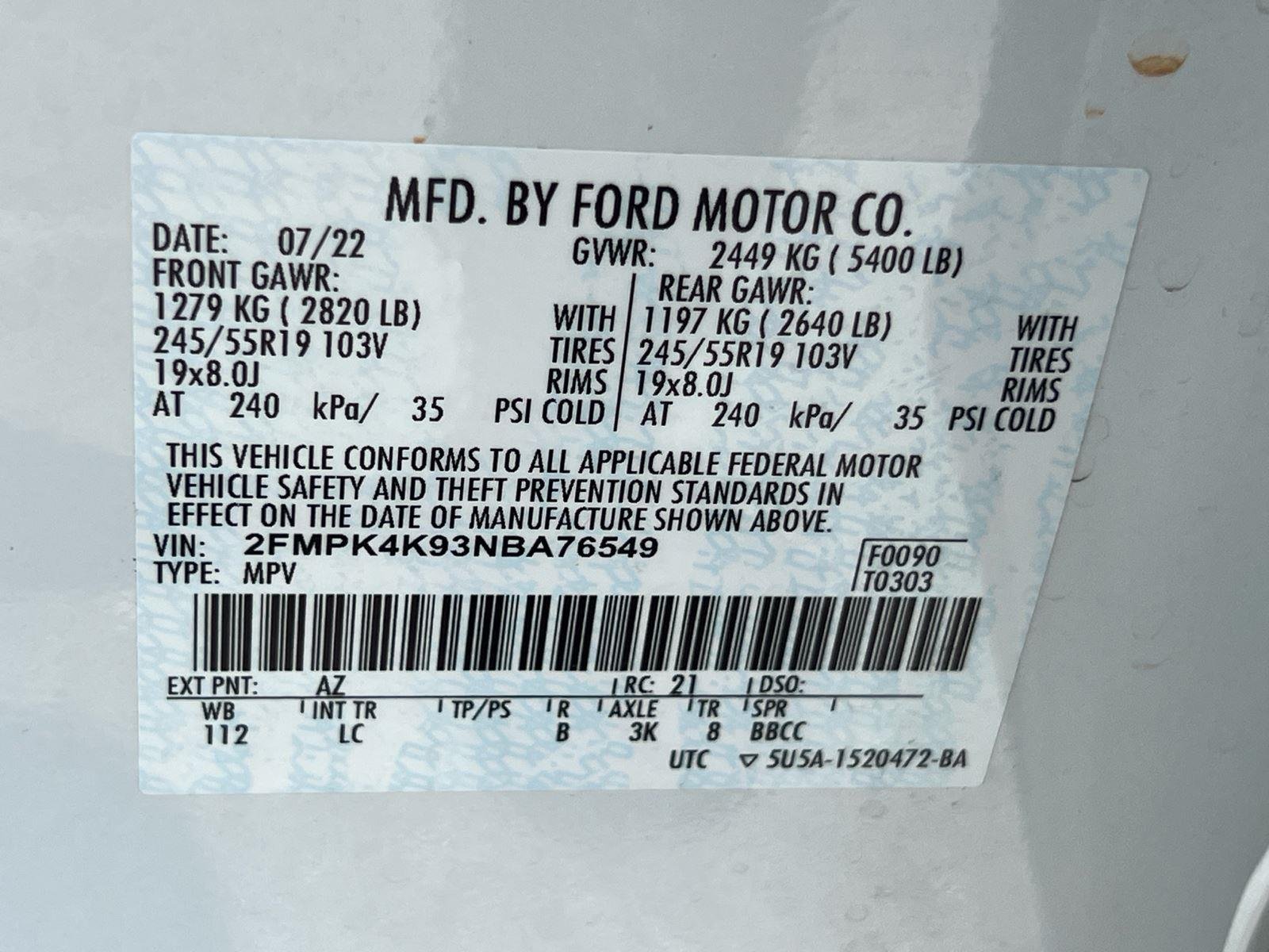Used 2022 Star White Metallic Tri-Coat Ford Titanium image 33