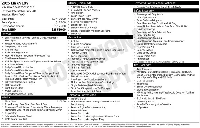 Certified Used 2025 Gray Kia LXS image 23