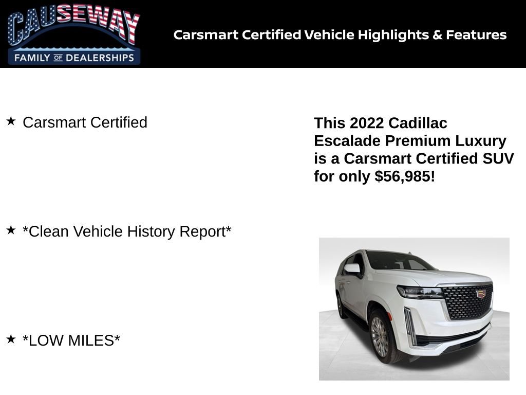 Used 2022 White Cadillac Premium Luxury image 2