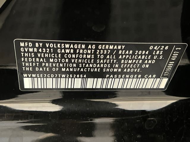 New 2026 Black Volkswagen 2.0T SE image 20