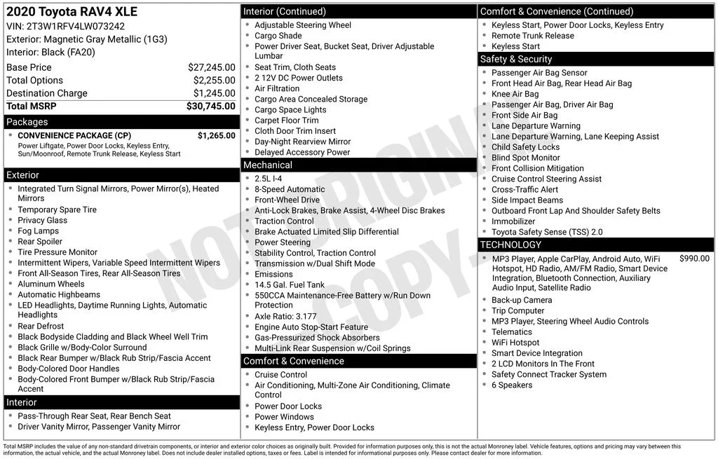 Used 2020 Gray Toyota XLE image 42