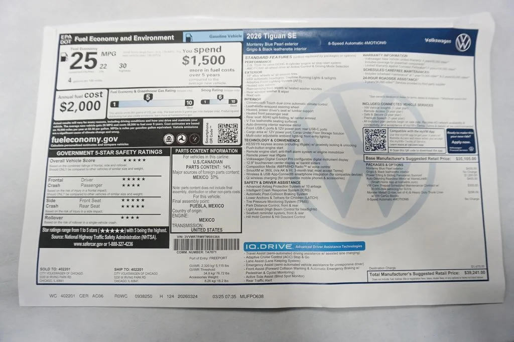 New 2026 Blue Volkswagen SE image 34