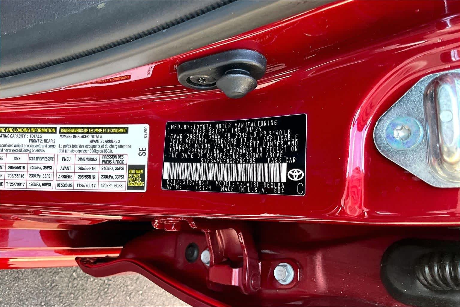 Used 2025 Ruby Flare Pearl Toyota LE image 34