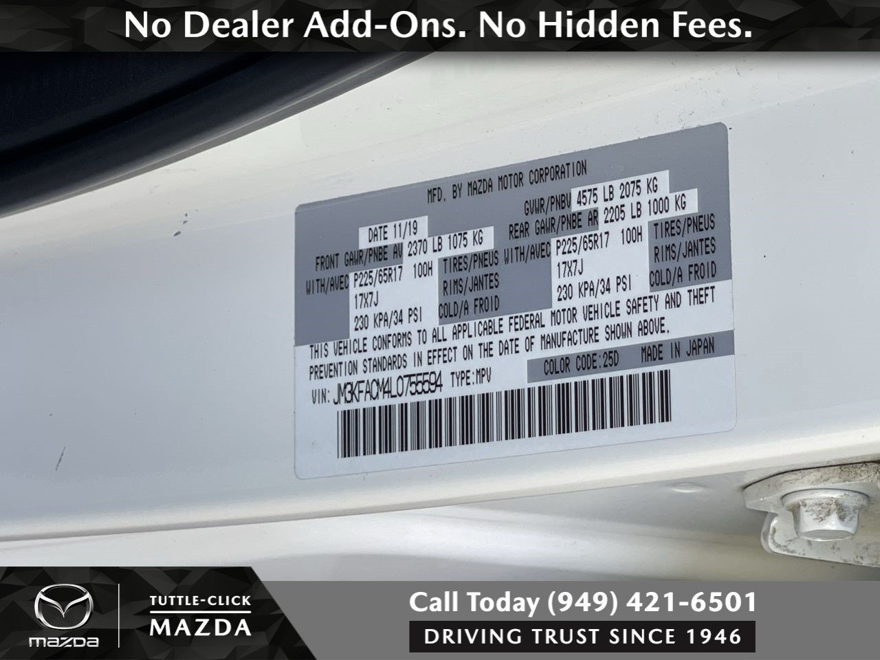 Used 2020 Snowflake White Pearl Mica Mazda Touring image 30