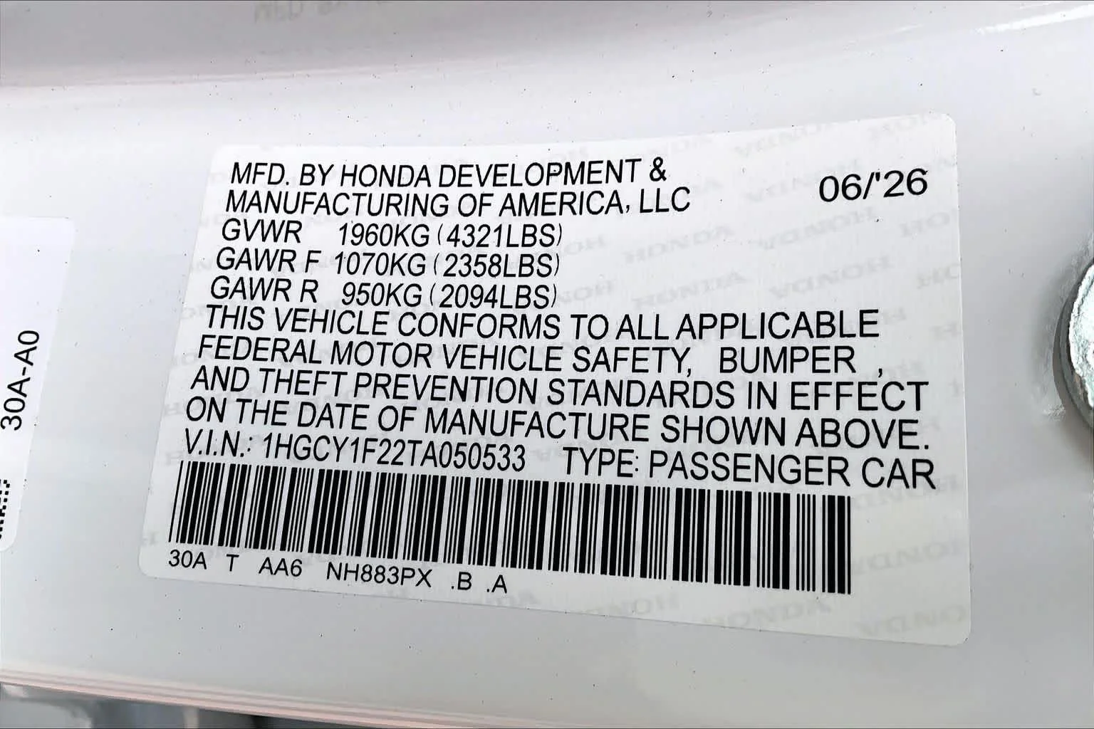 New 2026 Platinum White Pearl Honda LX image 20