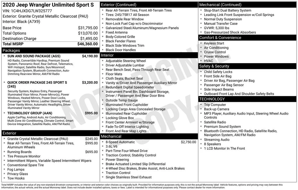 Used 2020 Gray Jeep Unlimited Sport S image 19