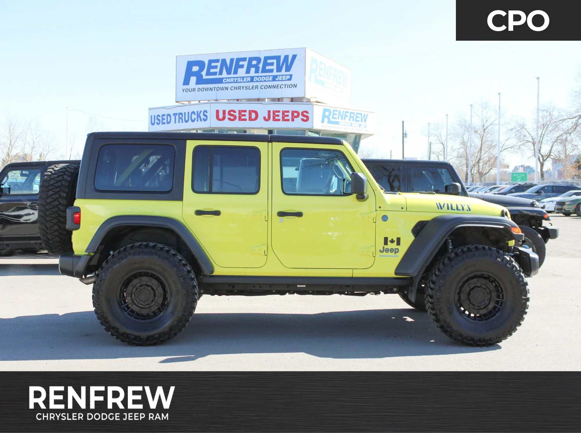 Certified Used 2024 Yellow Jeep Willys * No Accidents | Hybrid | Heated Seats | Trailer Tow Group | Fuel Rims | Apple CarPlay image 1