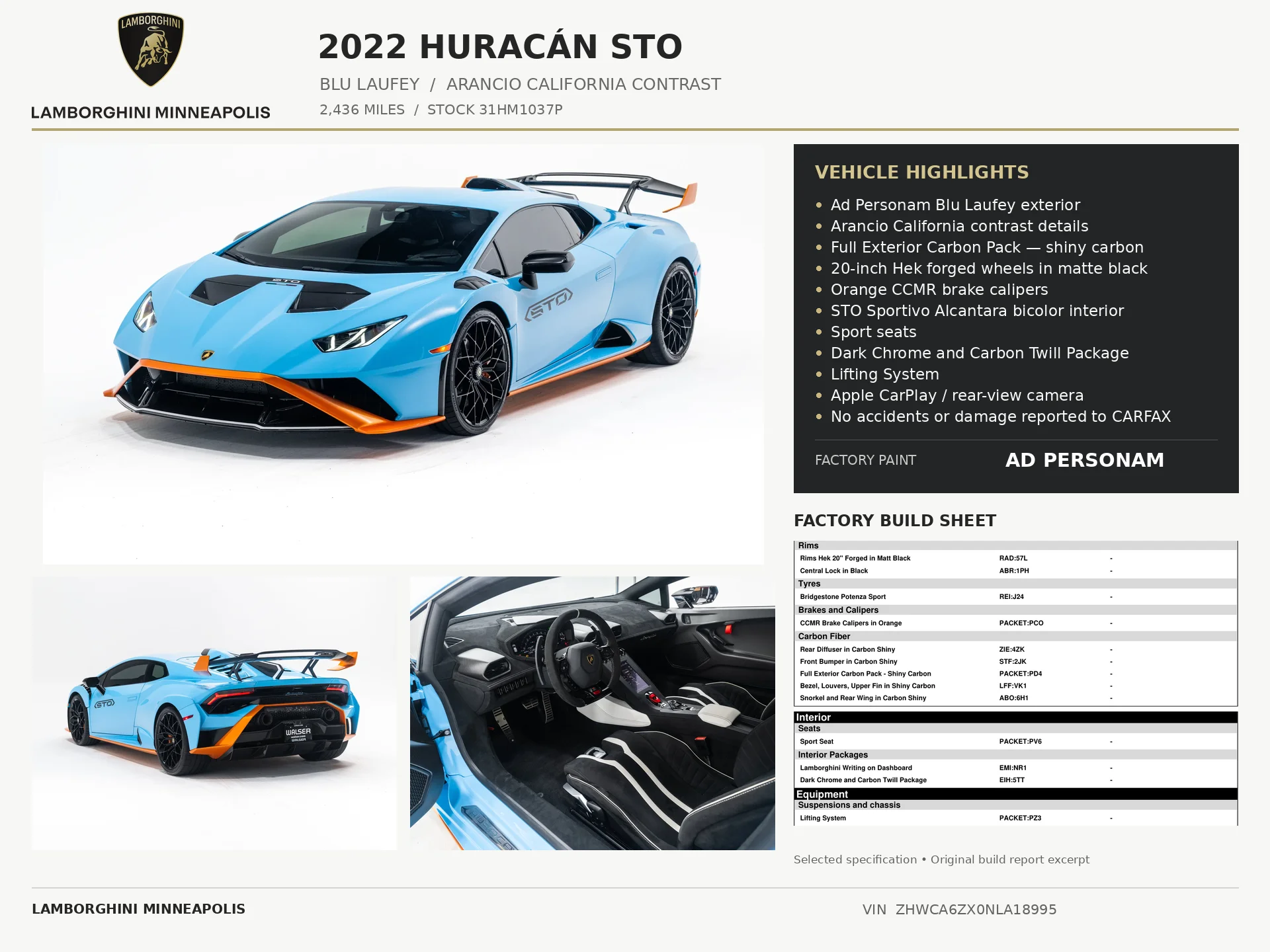 Used 2022 Blu Laufey Metallic Lamborghini Base image 2